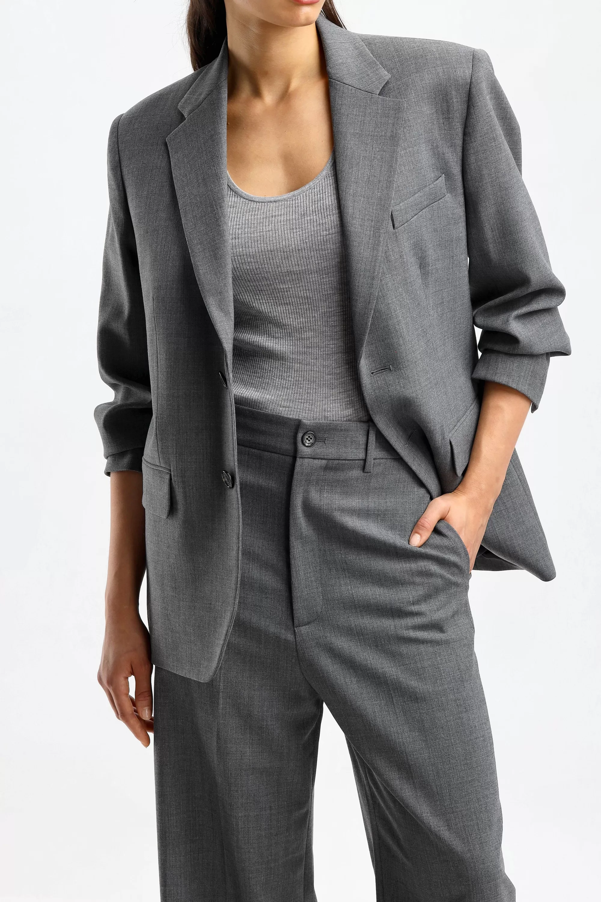 Frauen Nili Lotan Blazer Boyfriend In Heather Grey