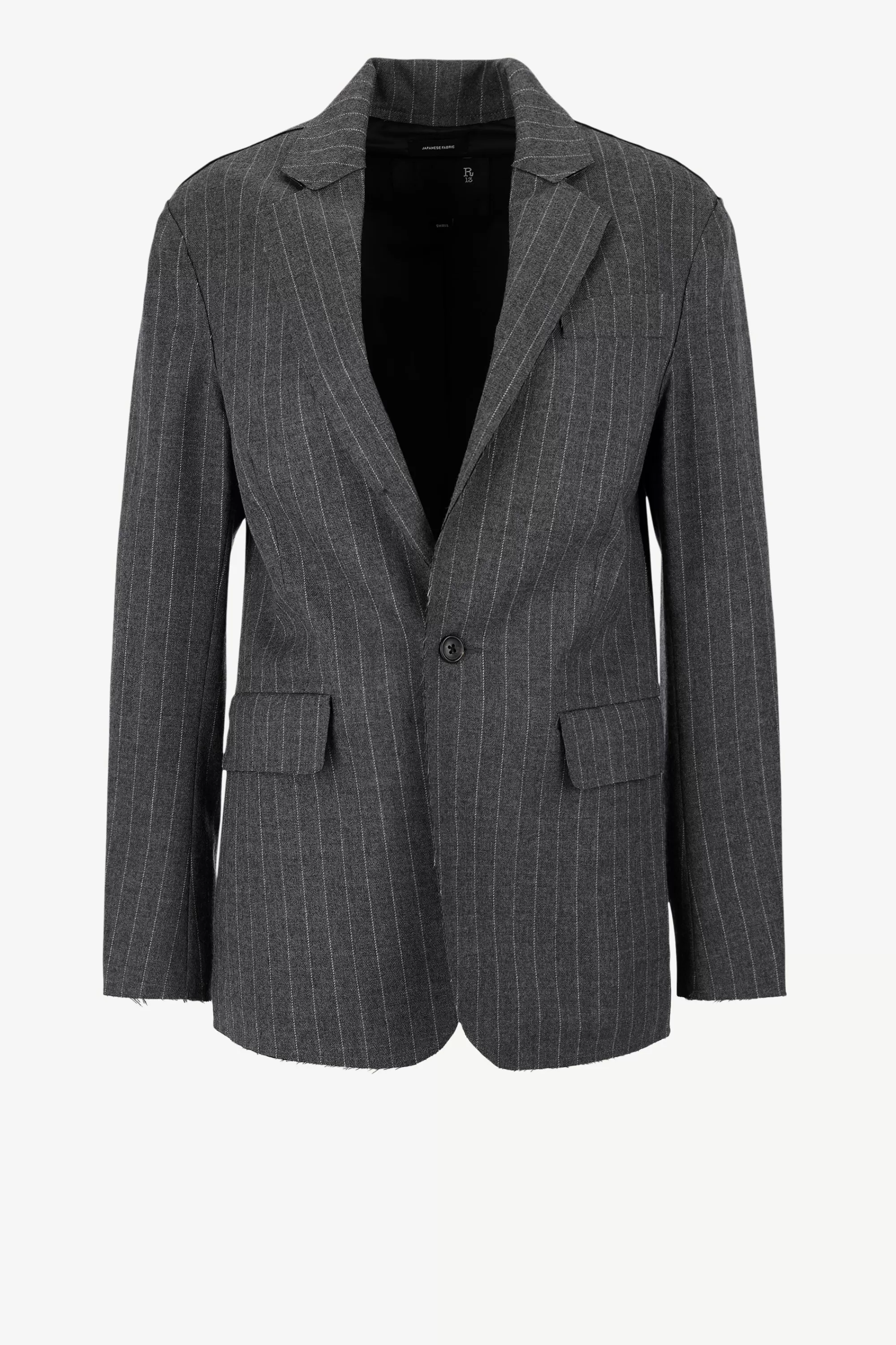 Frauen R13 Blazer Raw Cut In Pinstripe Grau