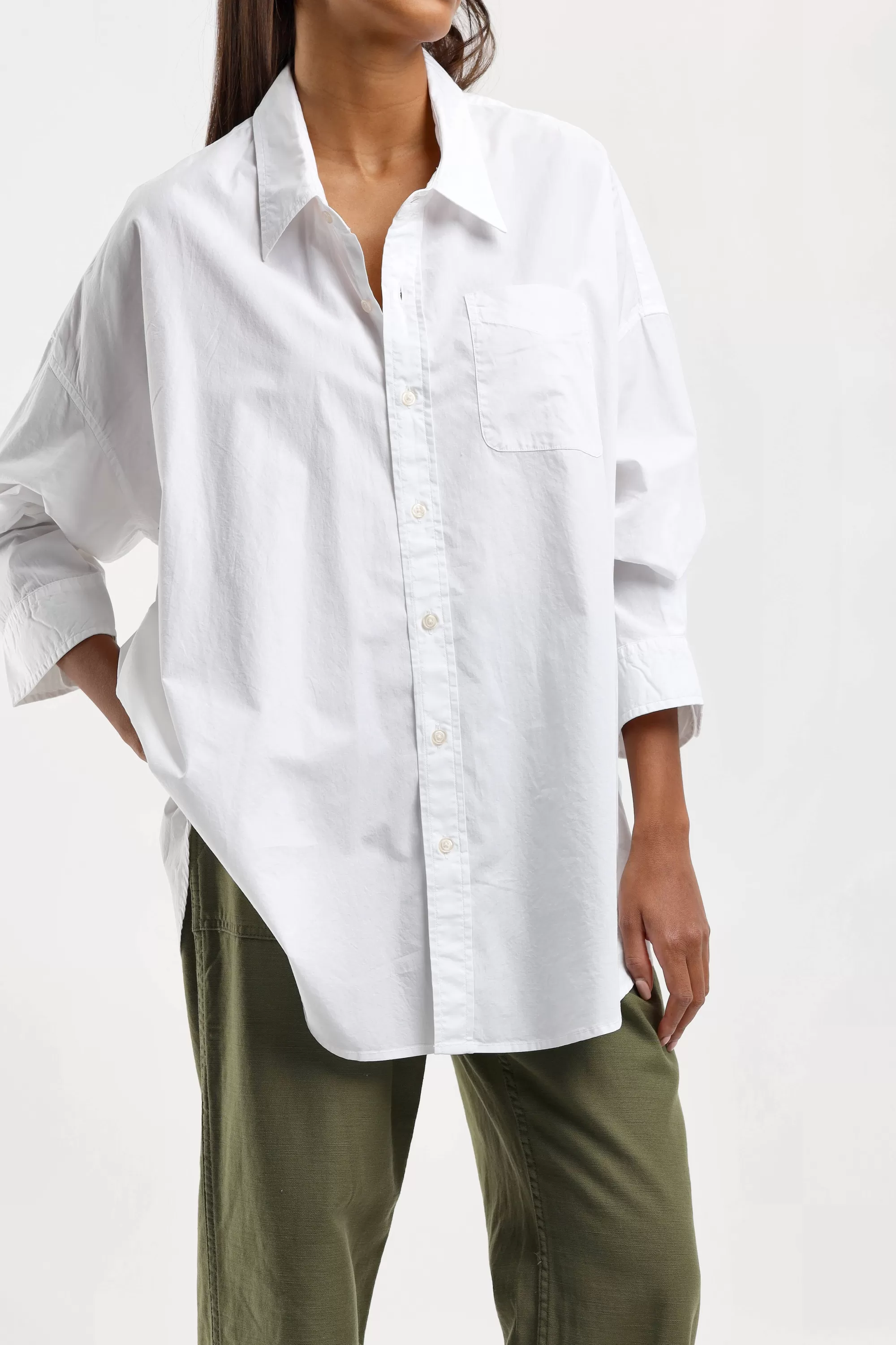 Frauen R13 Bluse Drop Neck Oxford In Weis