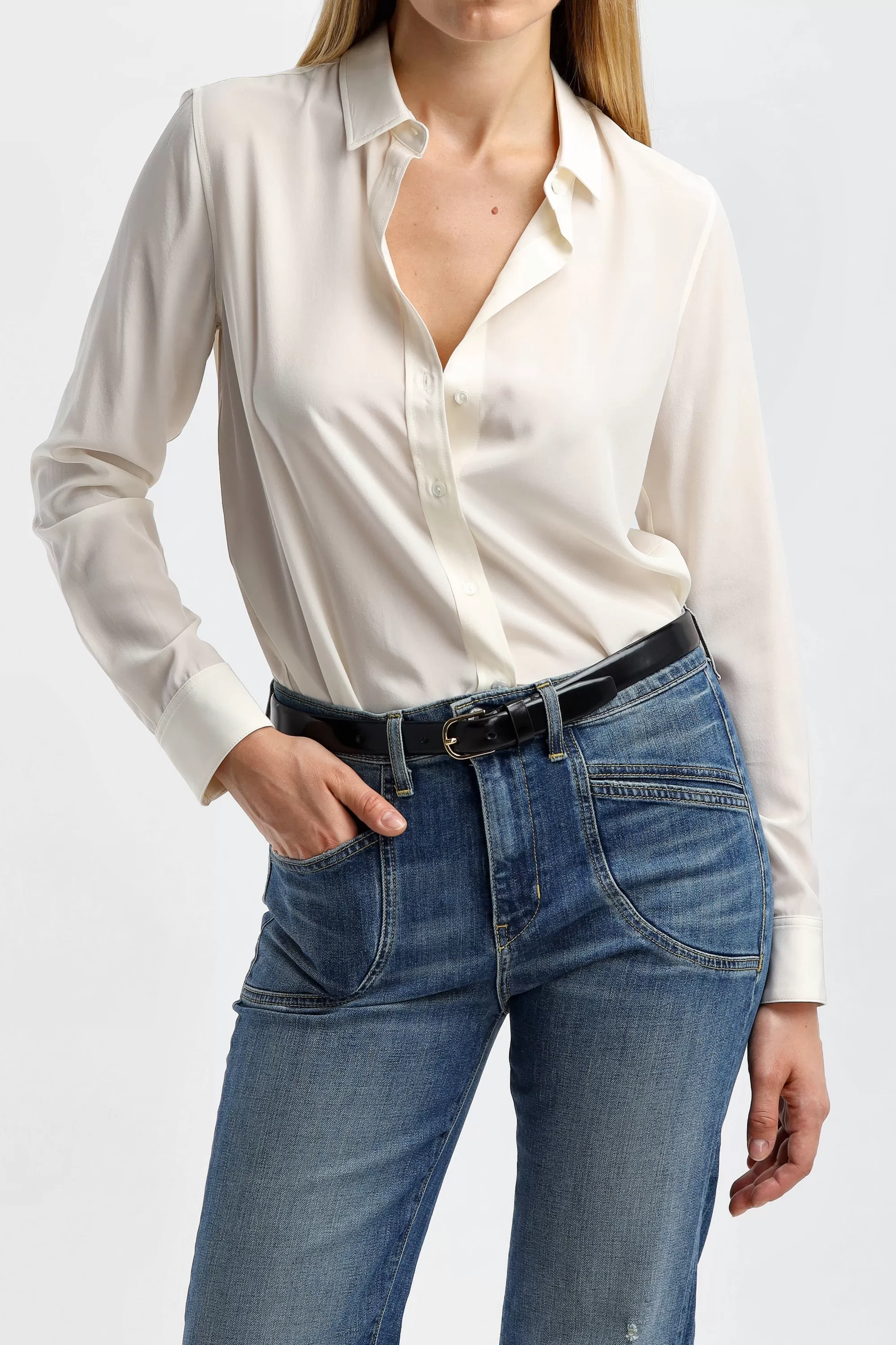 Frauen Nili Lotan Bluse Gaia Slim In Ivory