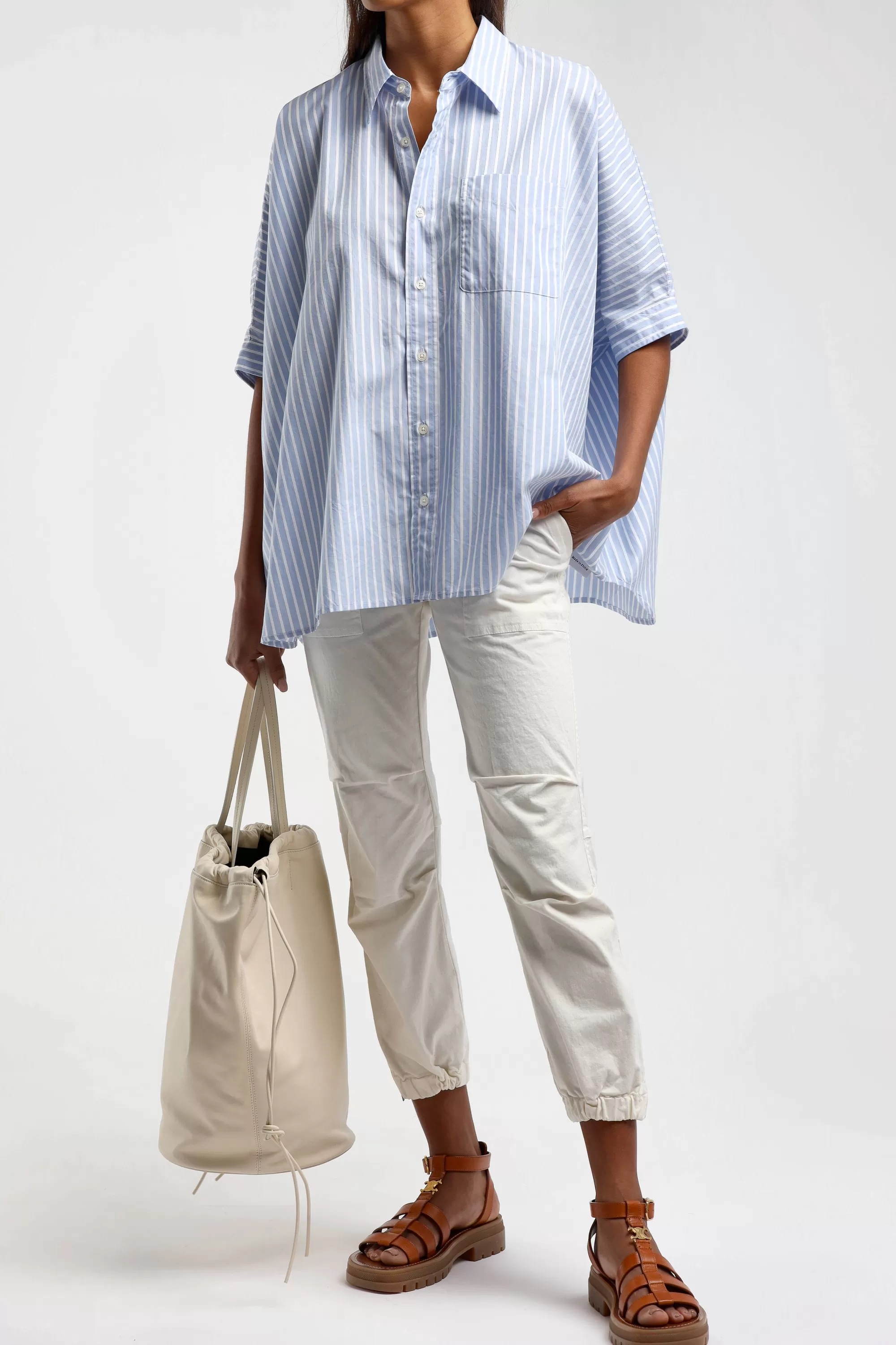 Frauen R13 Bluse Oversized Boxy In Light Blue Stripe