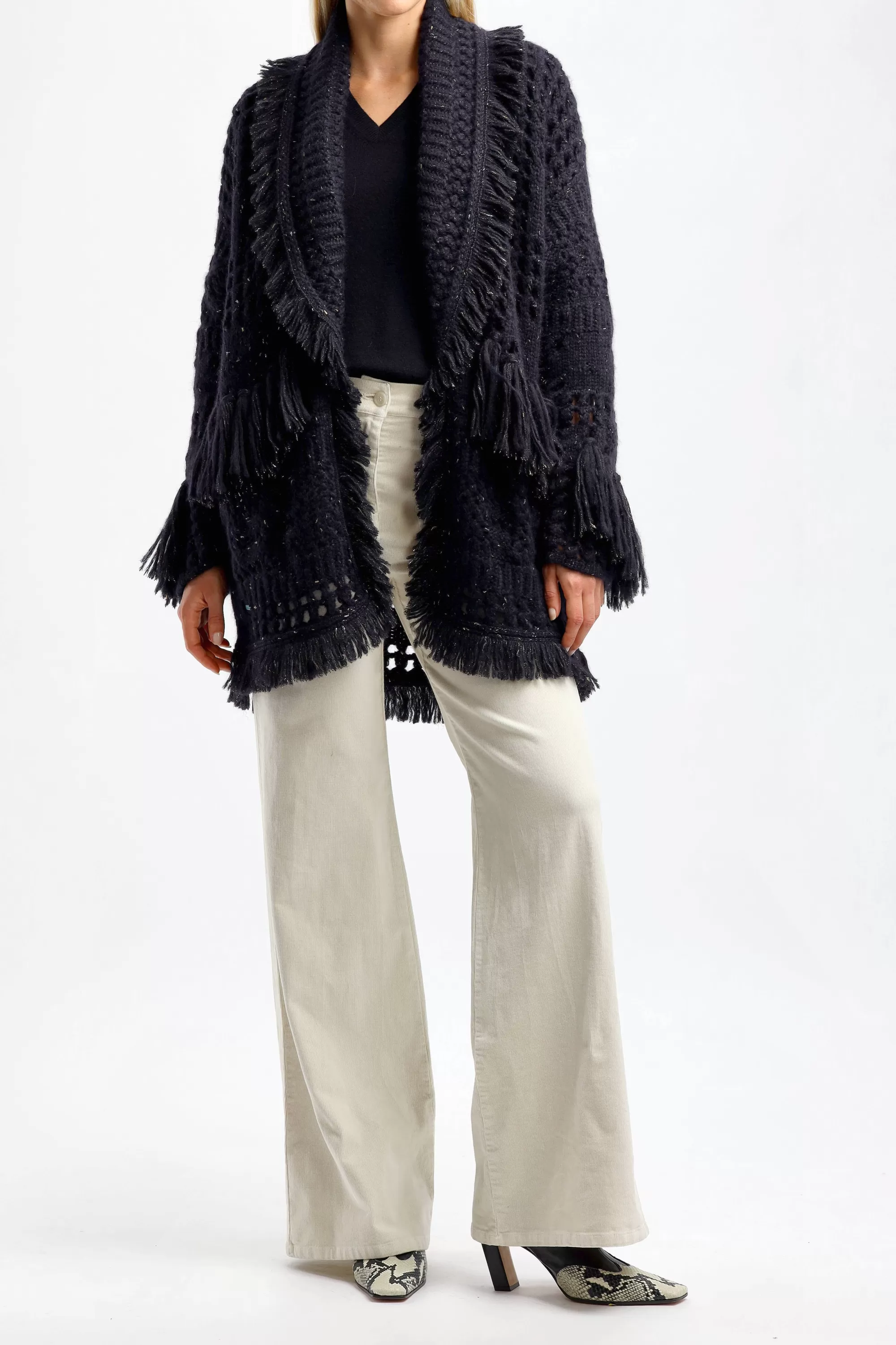 Frauen Alanui Cardigan Astral In Midnight Blue