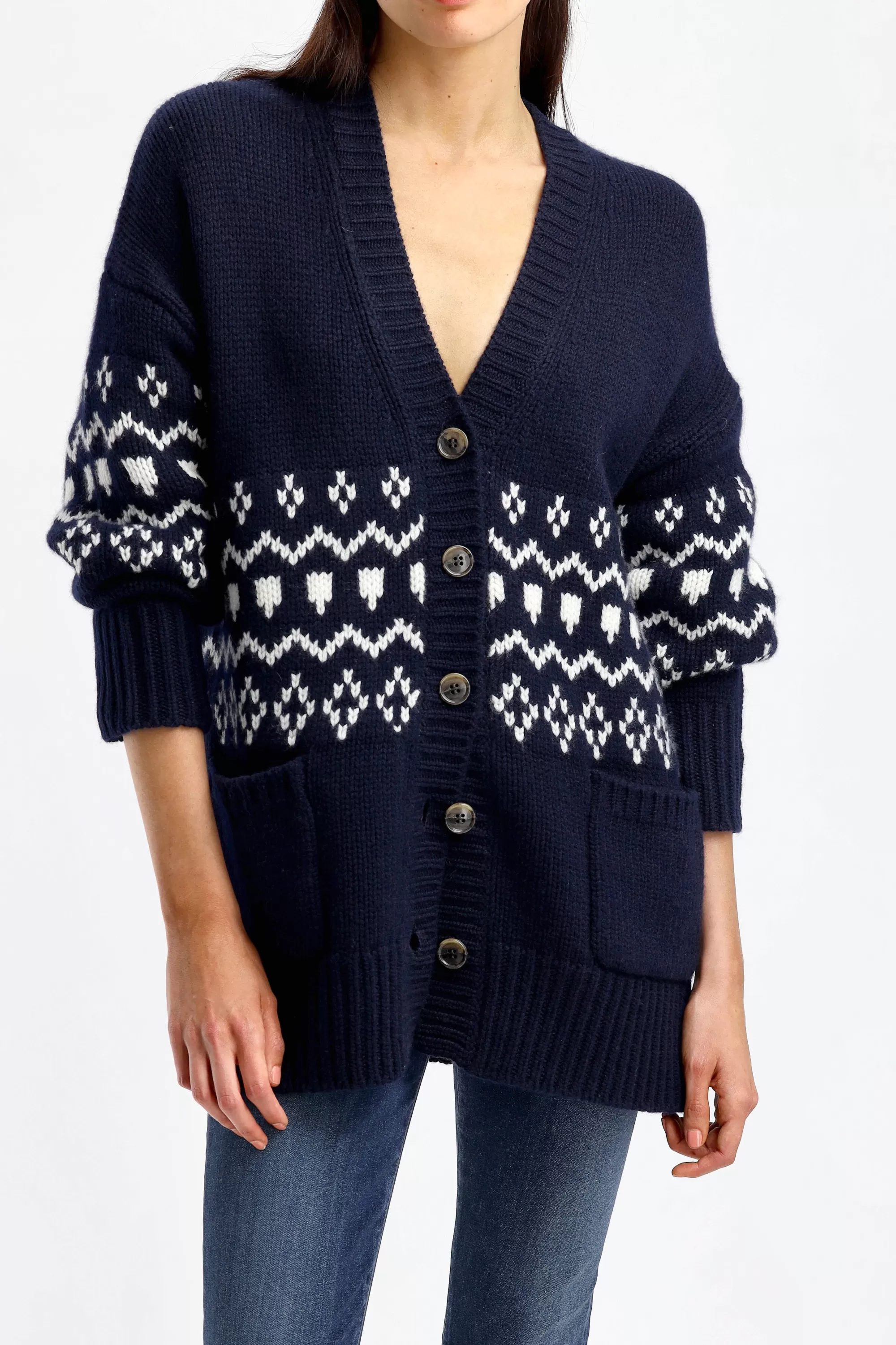 Frauen Lisa Yang Cardigan Greyson In Navy/Cream