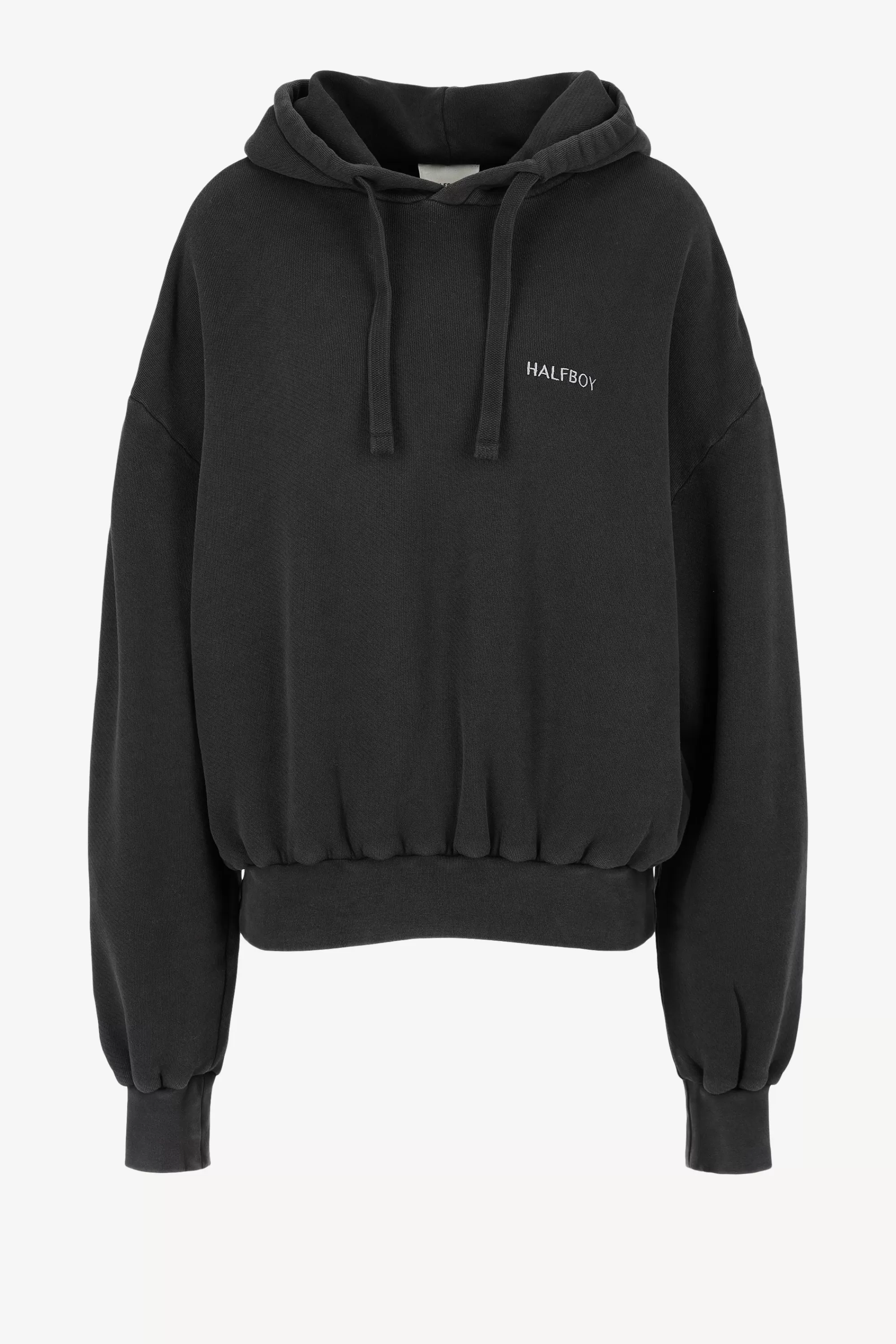 Frauen Halfboy Hoodie Fleece Crop In Schwarz