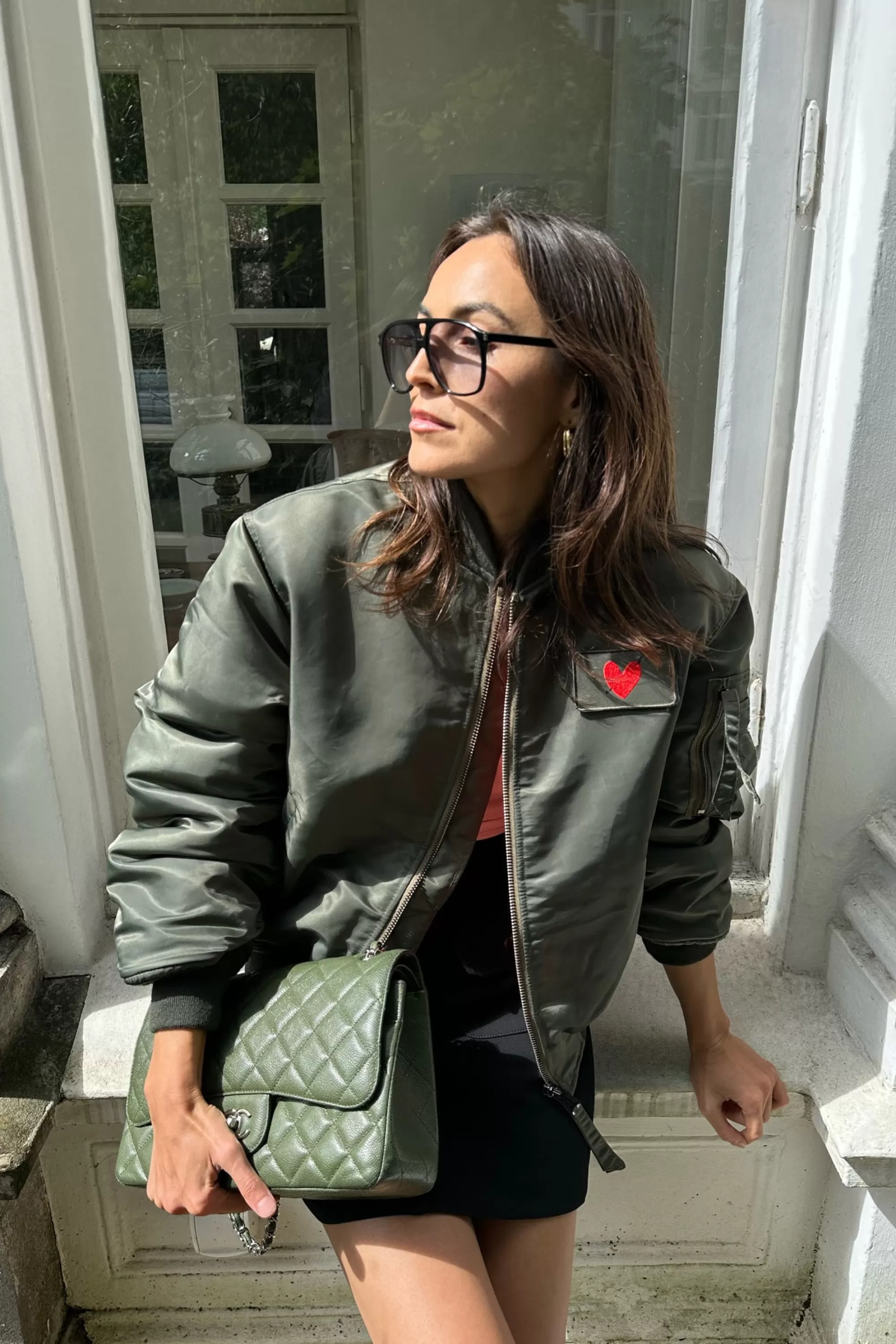 Frauen Schott x Anita Hass Jacke Airforce 90S 'Heart' In Army