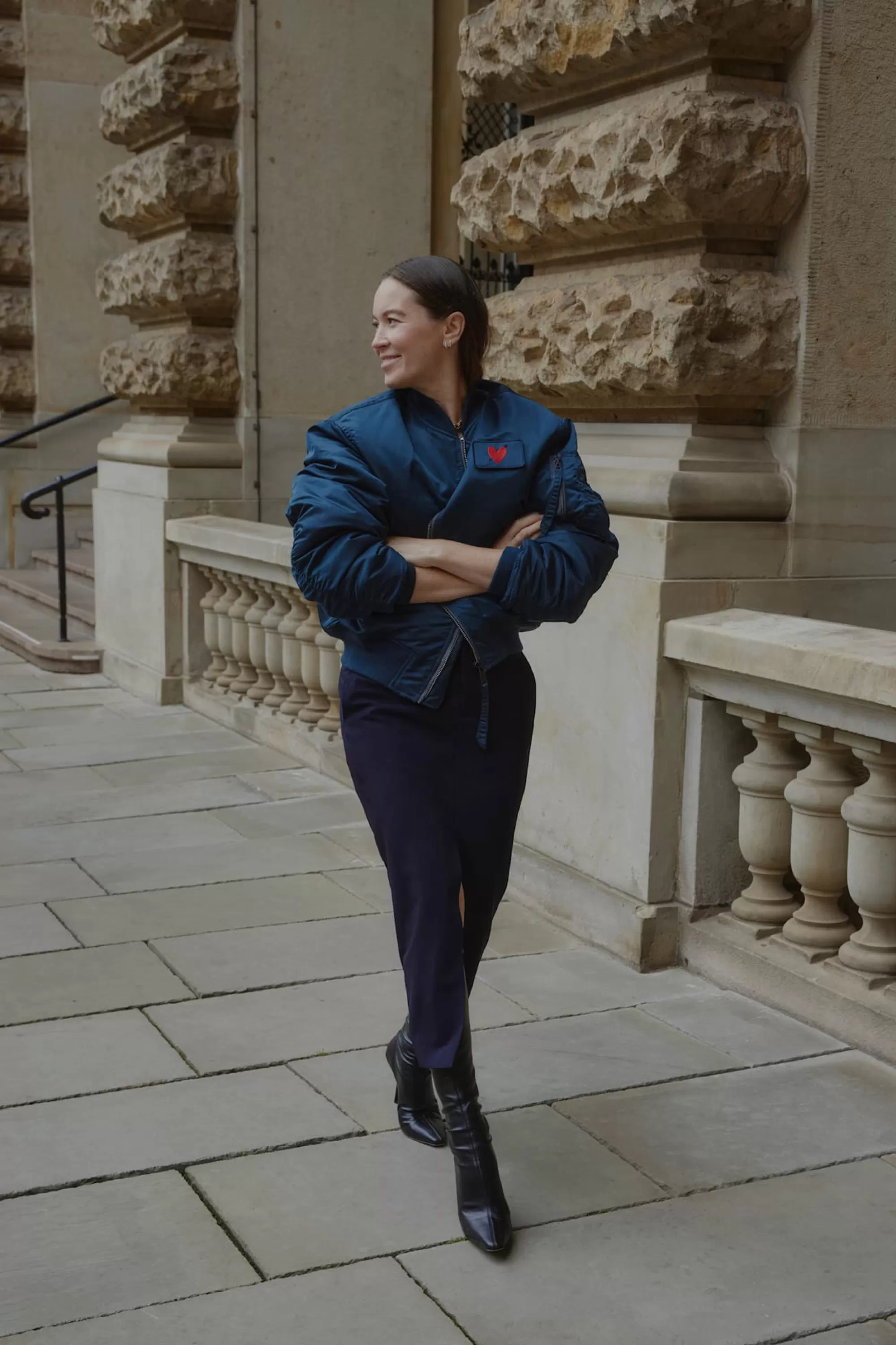 Frauen Schott x Anita Hass Jacke Airforce 90S 'Heart' In Navy