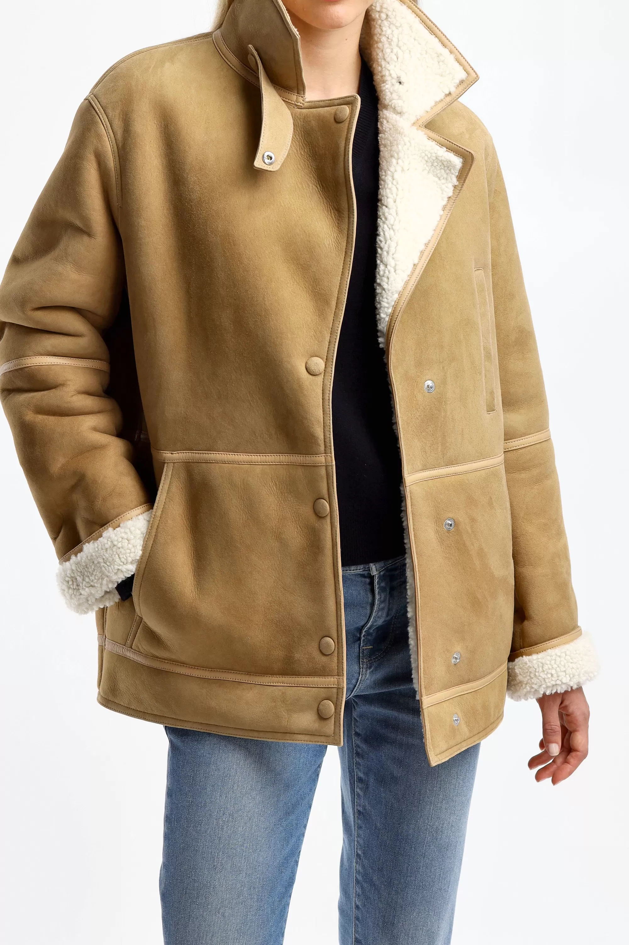 Frauen Yves Salomon Jacke Shearling In Camel