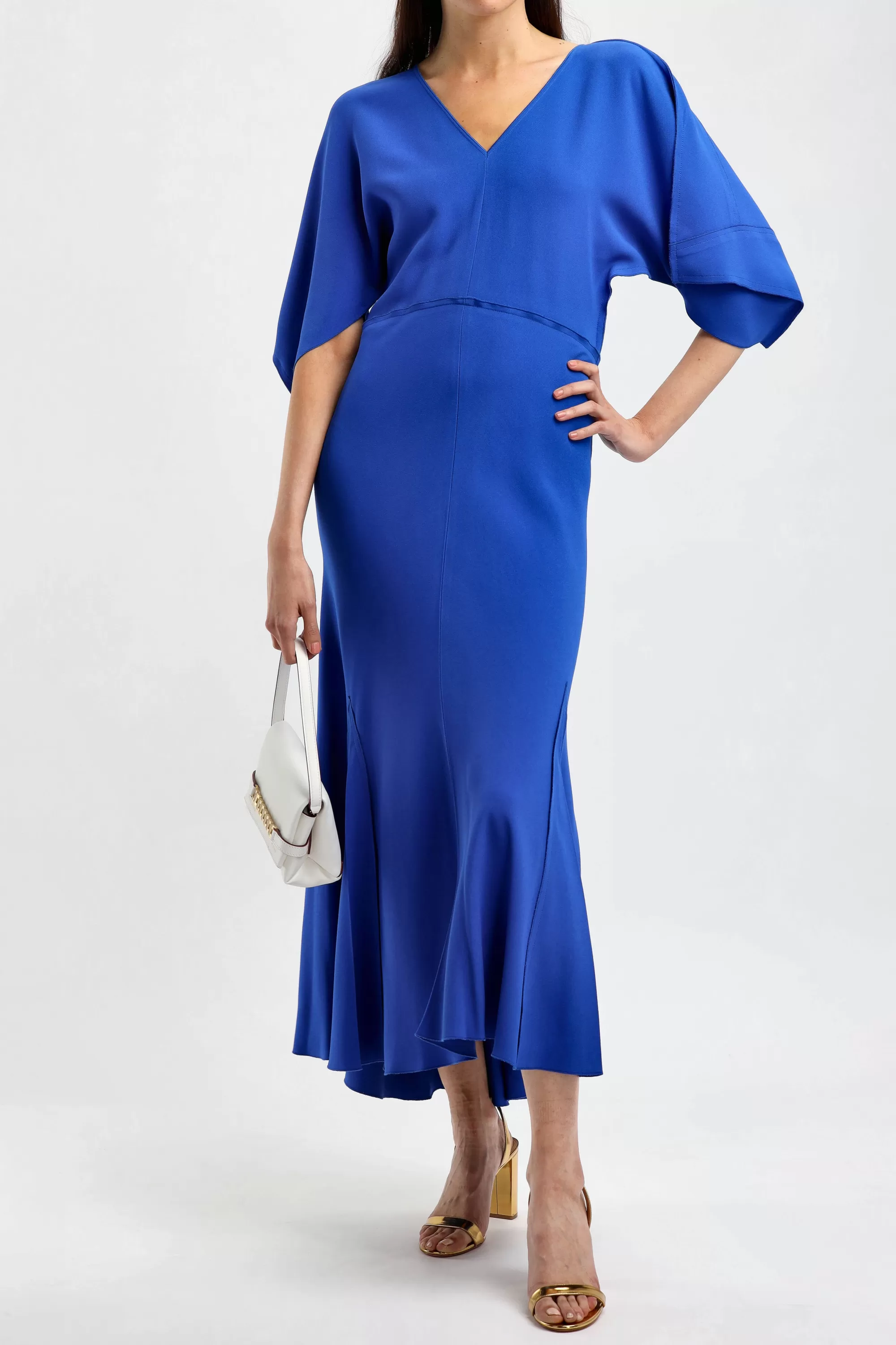 Frauen Victoria Beckham Kleid Godet In Bright Blue