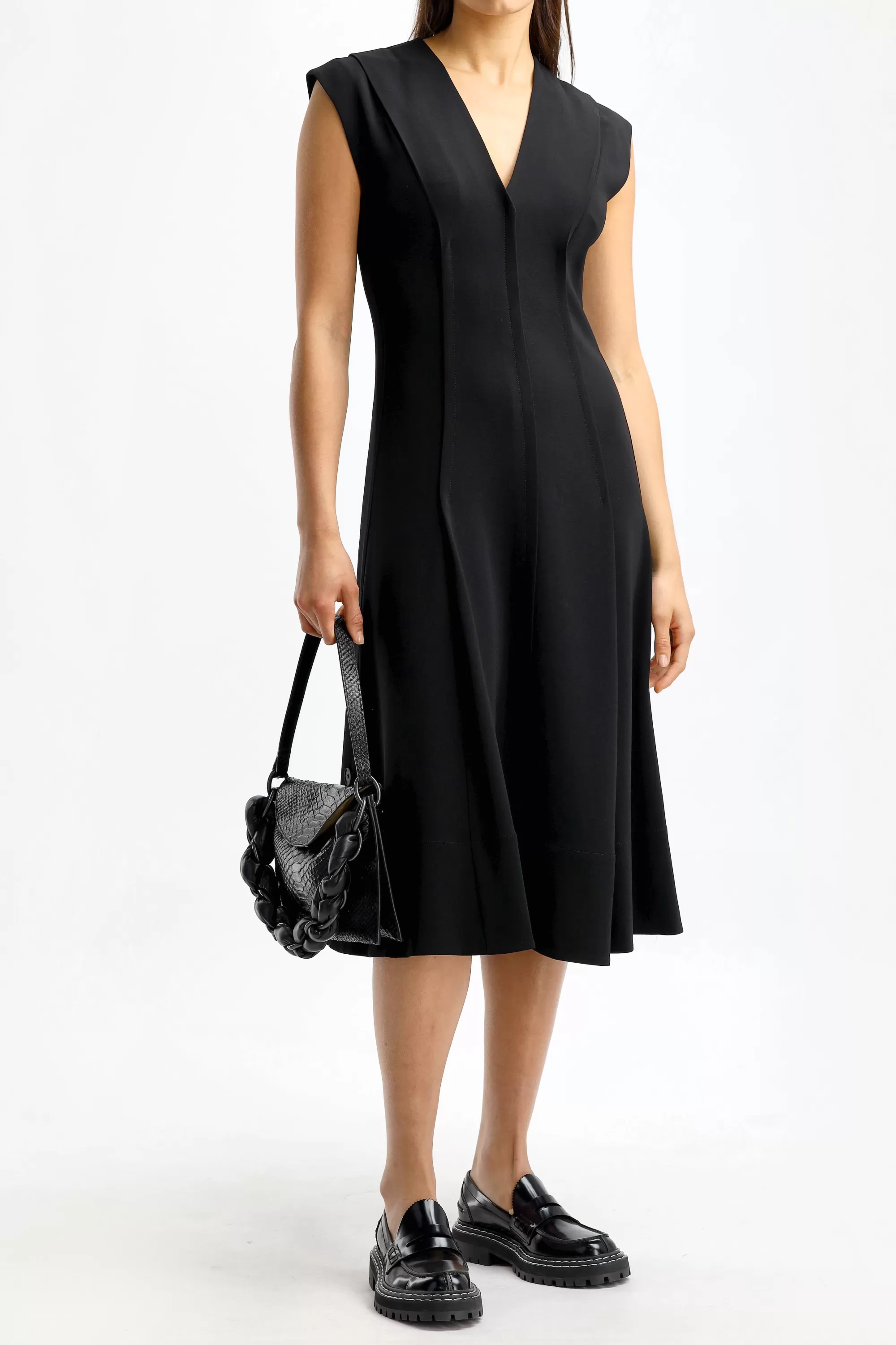 Frauen Proenza Schouler Kleid V Neck Crepe In Schwarz