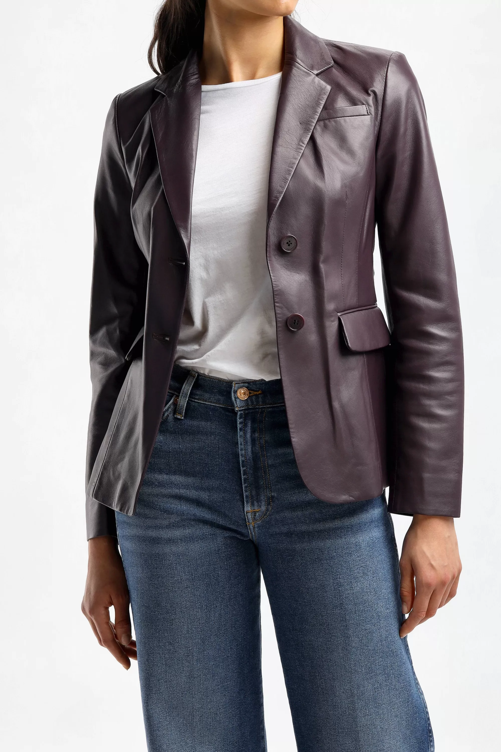 Frauen Altuzarra Lederblazer Fenice In Aubergine