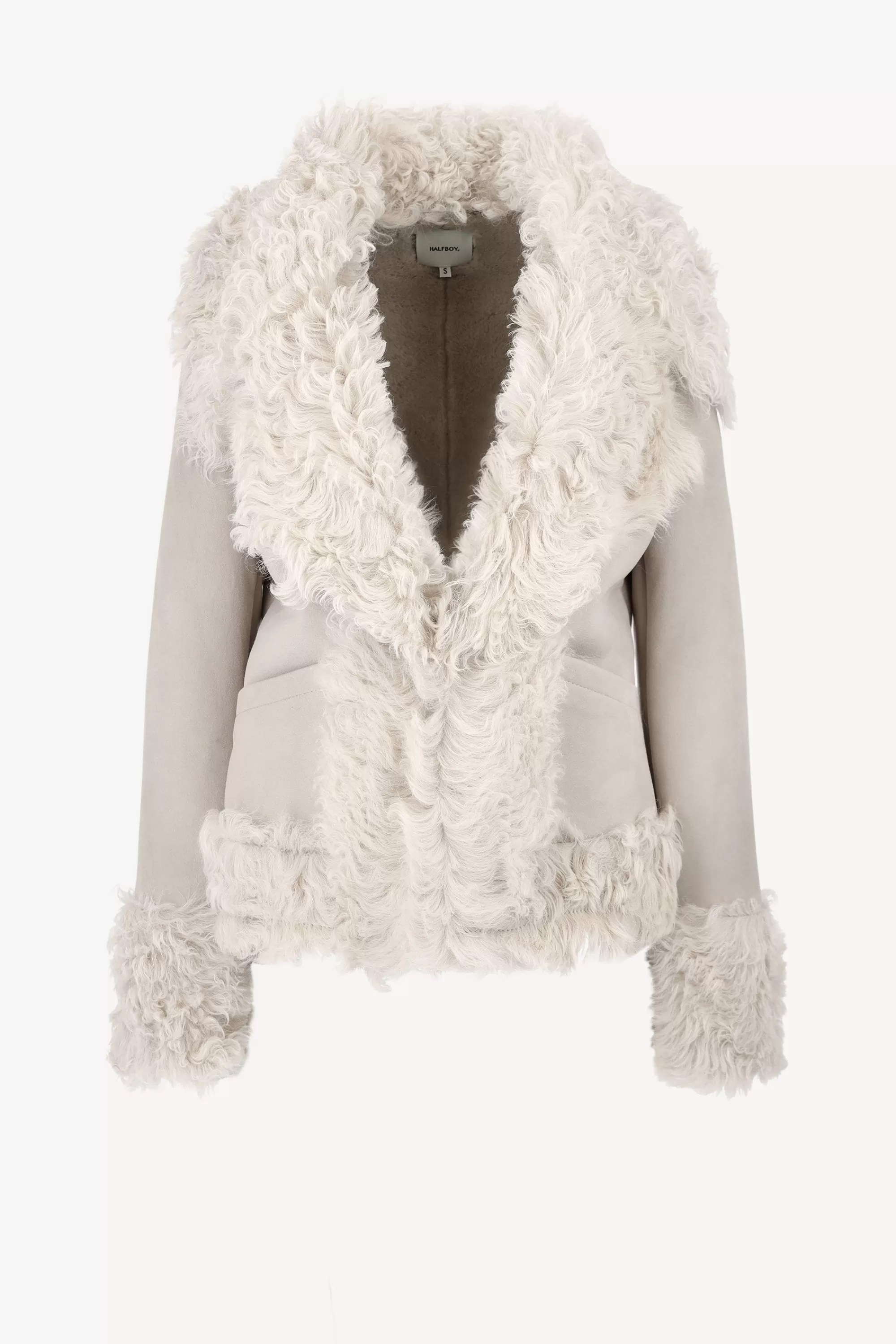 Frauen Halfboy Lederjacke Short Fur In Sand