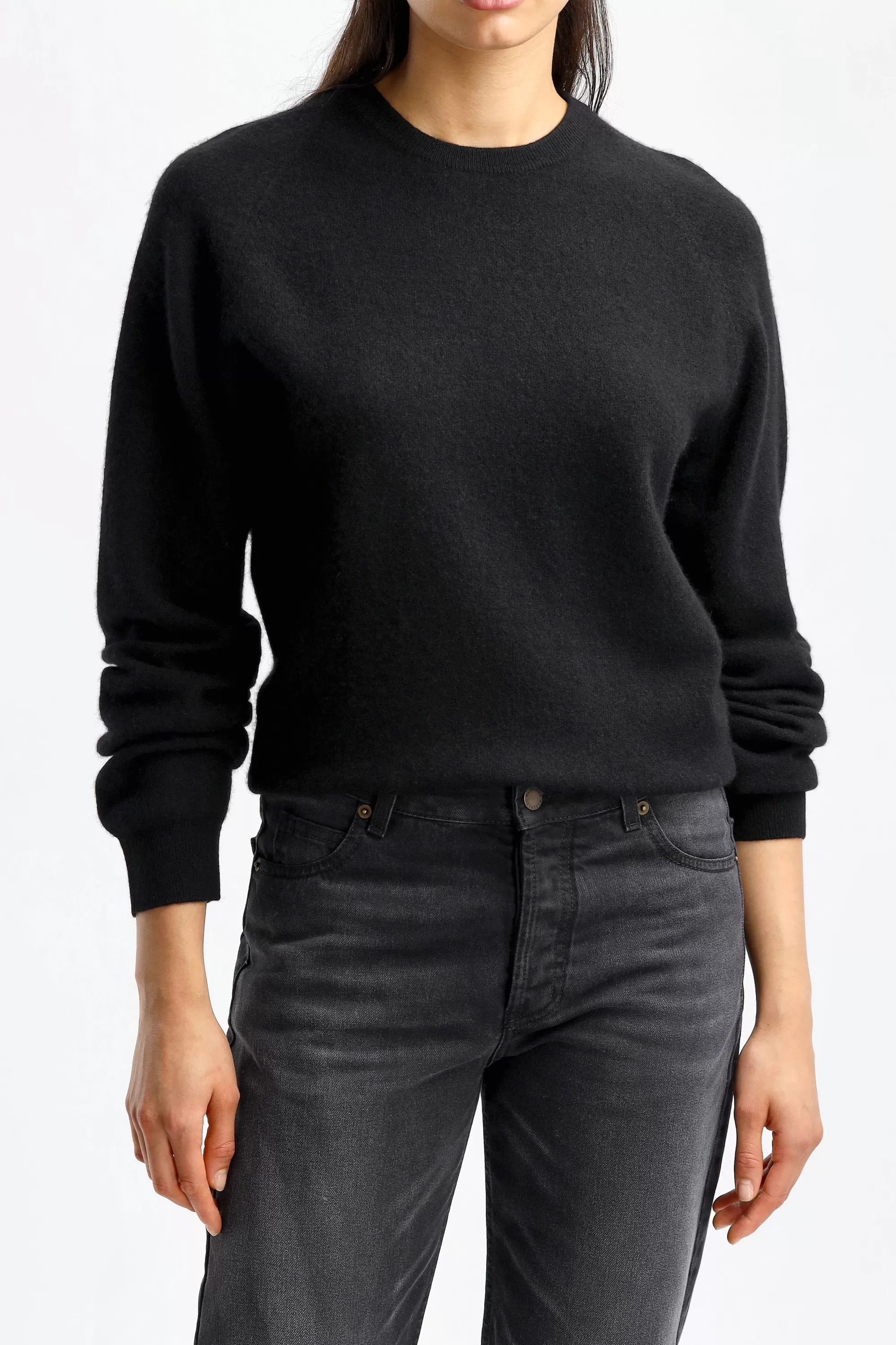 Frauen Frenckenberger Pullover Mini R-Neck In Schwarz