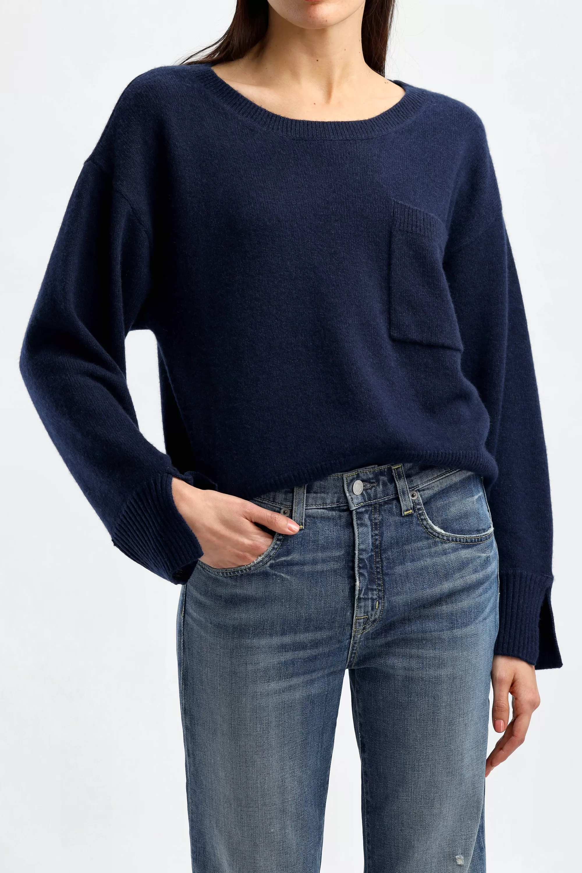 Frauen Ladneri Pullover Pocket In Navy