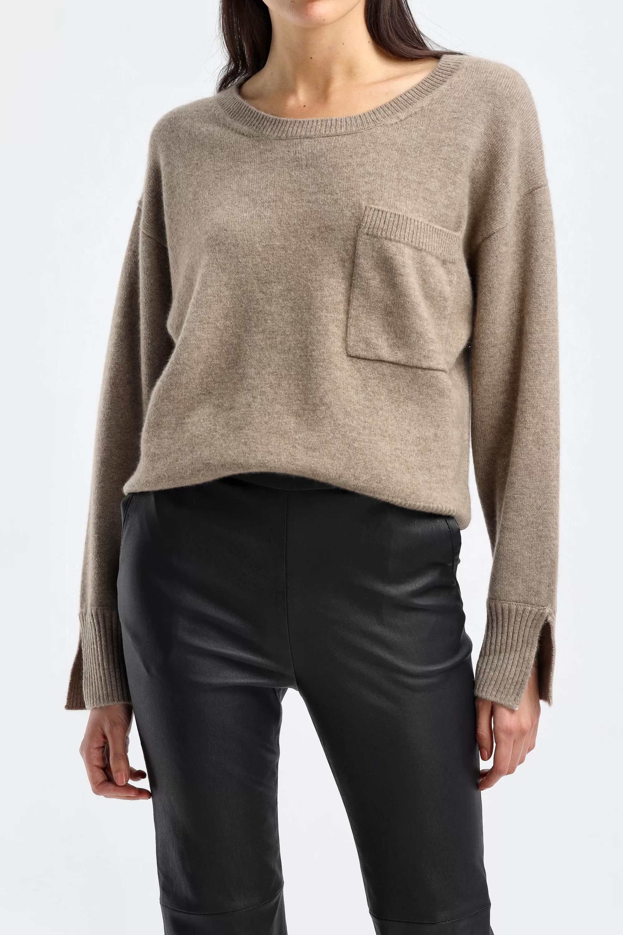 Frauen Ladneri Pullover Pocket In Taupe