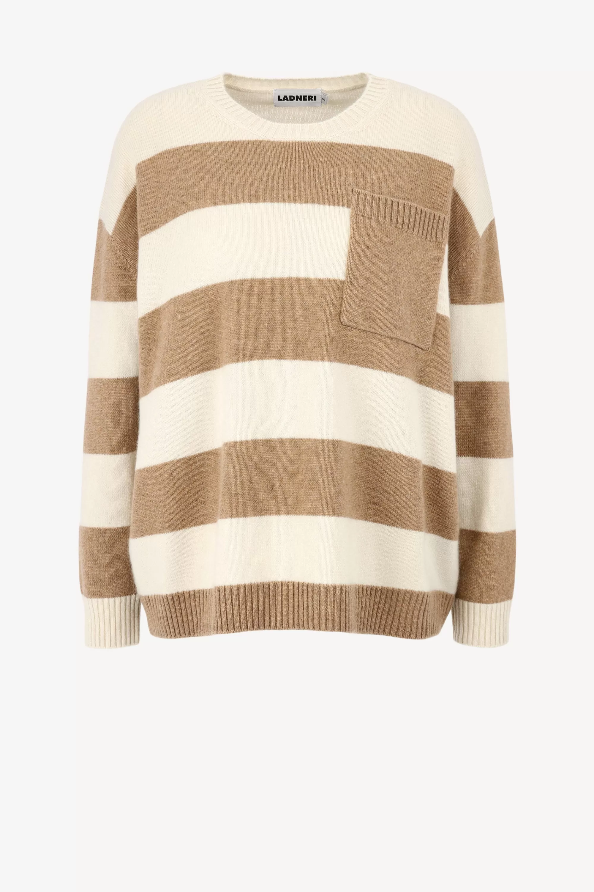 Frauen Ladneri Pullover Stripes In Taupe/Weis