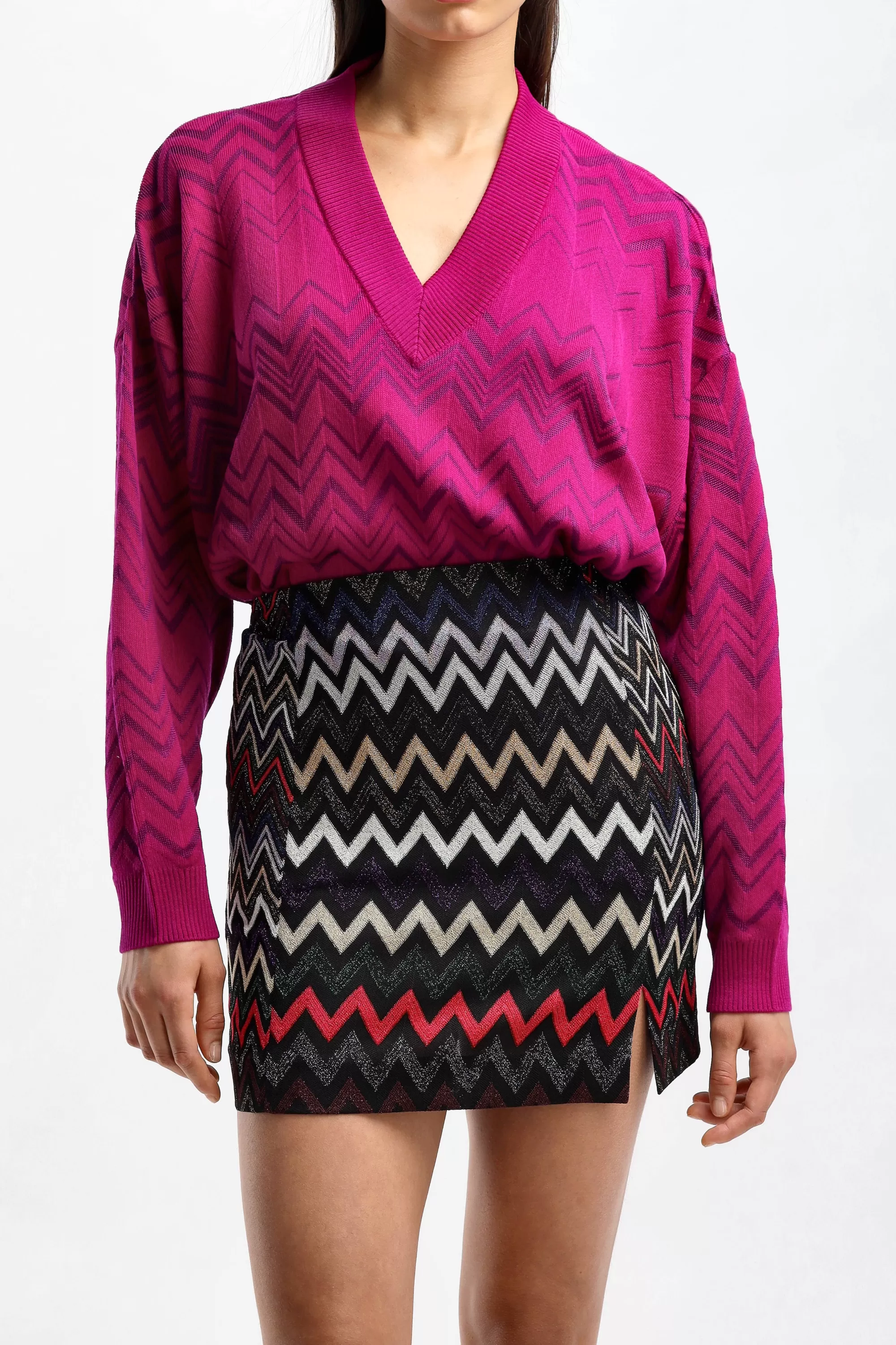 Frauen Missoni Pullover V Neck In Purple Wine