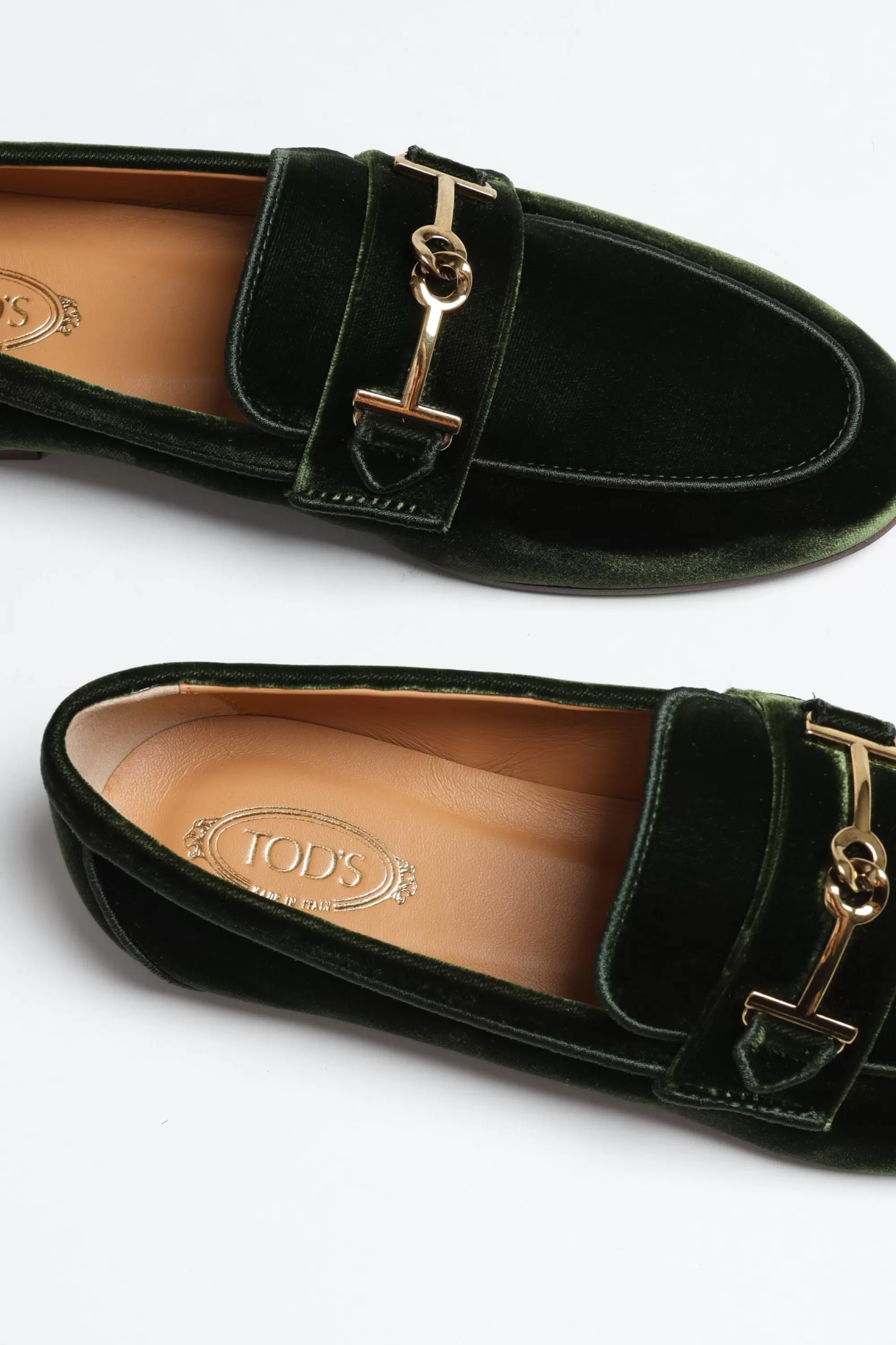 Frauen Tod's Samtloafer Doppel-T In Dunkelgrun