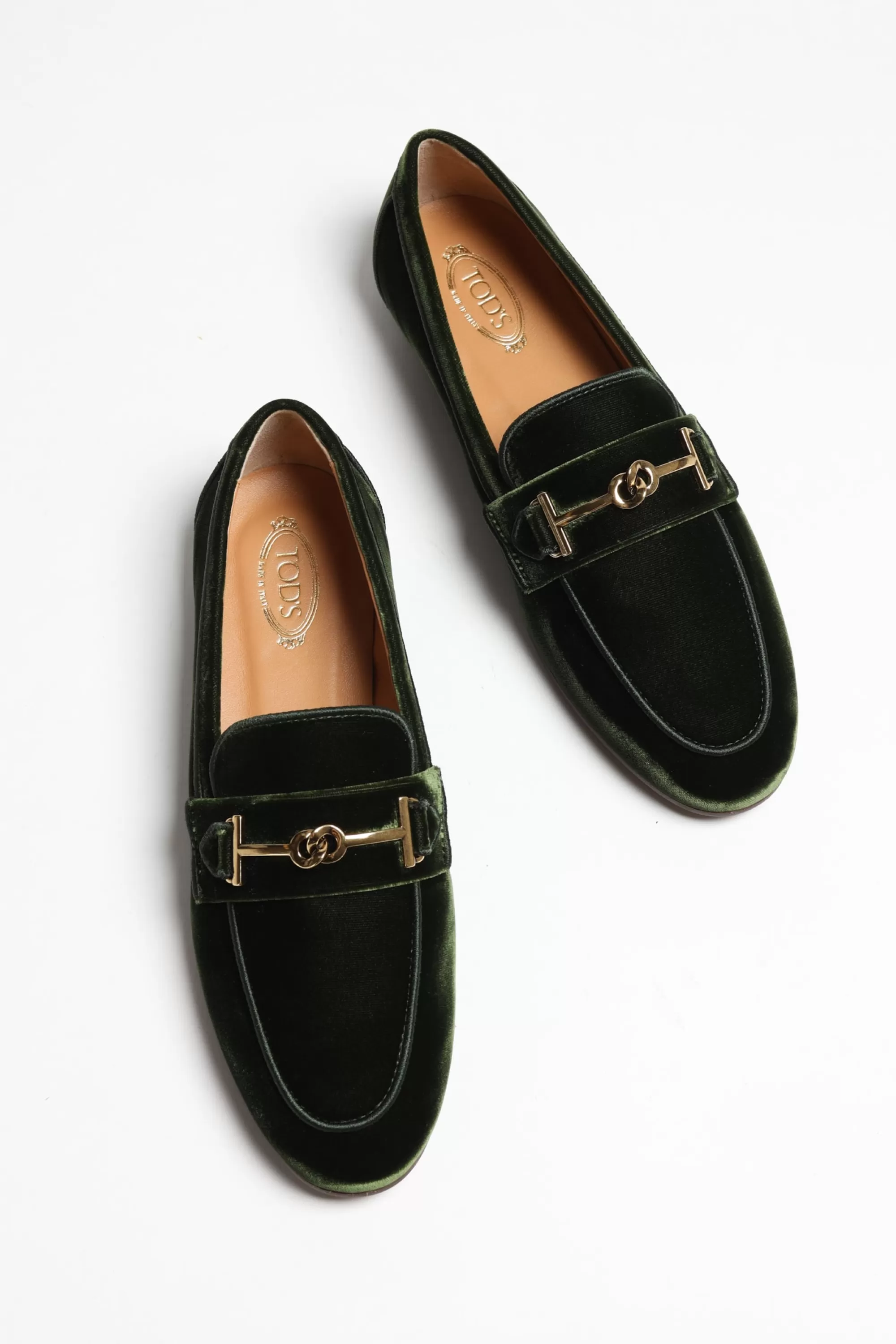 Frauen Tod's Samtloafer Doppel-T In Dunkelgrun