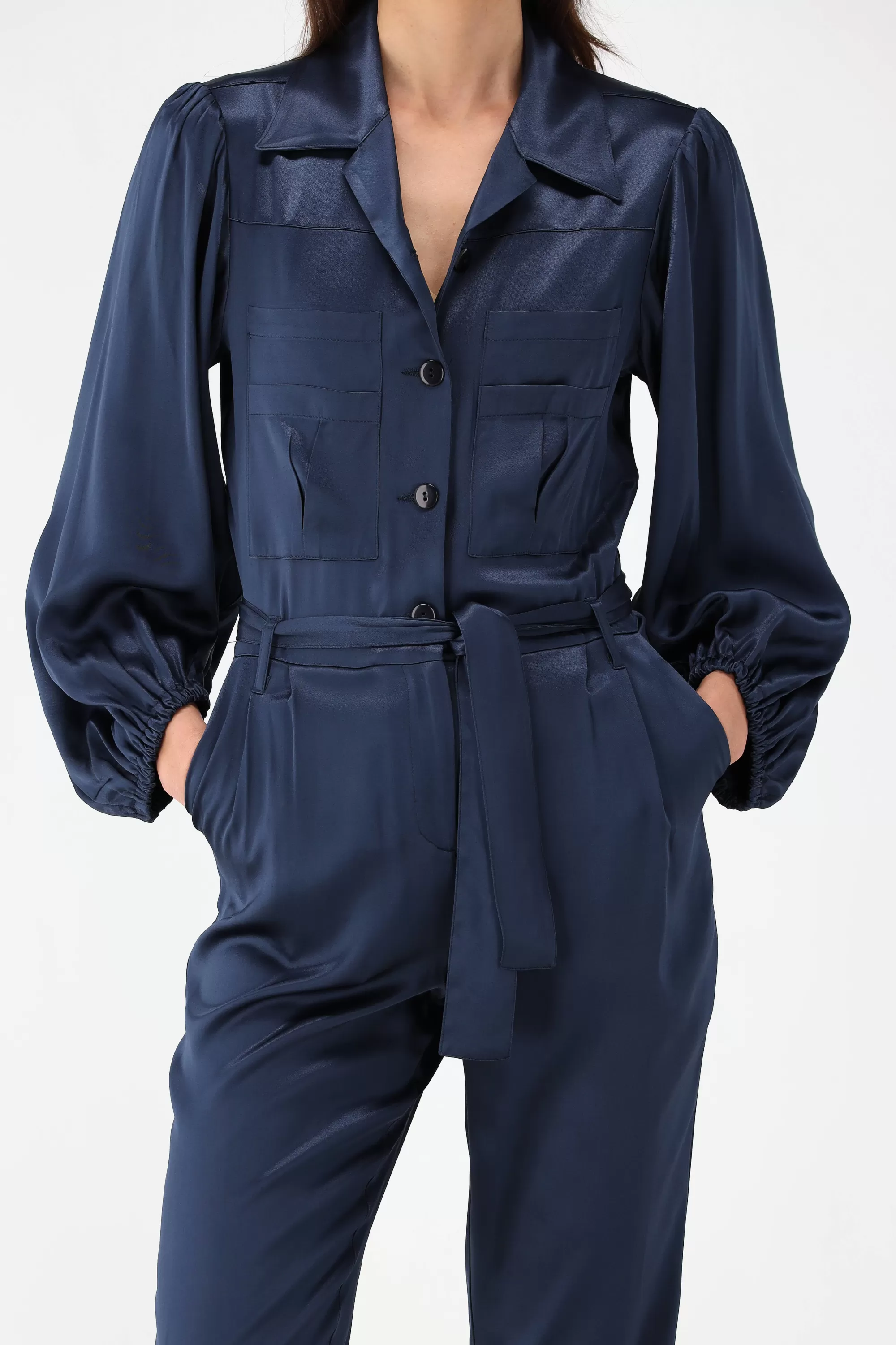 Frauen SoSue Satin-Jumpsuit In Navy