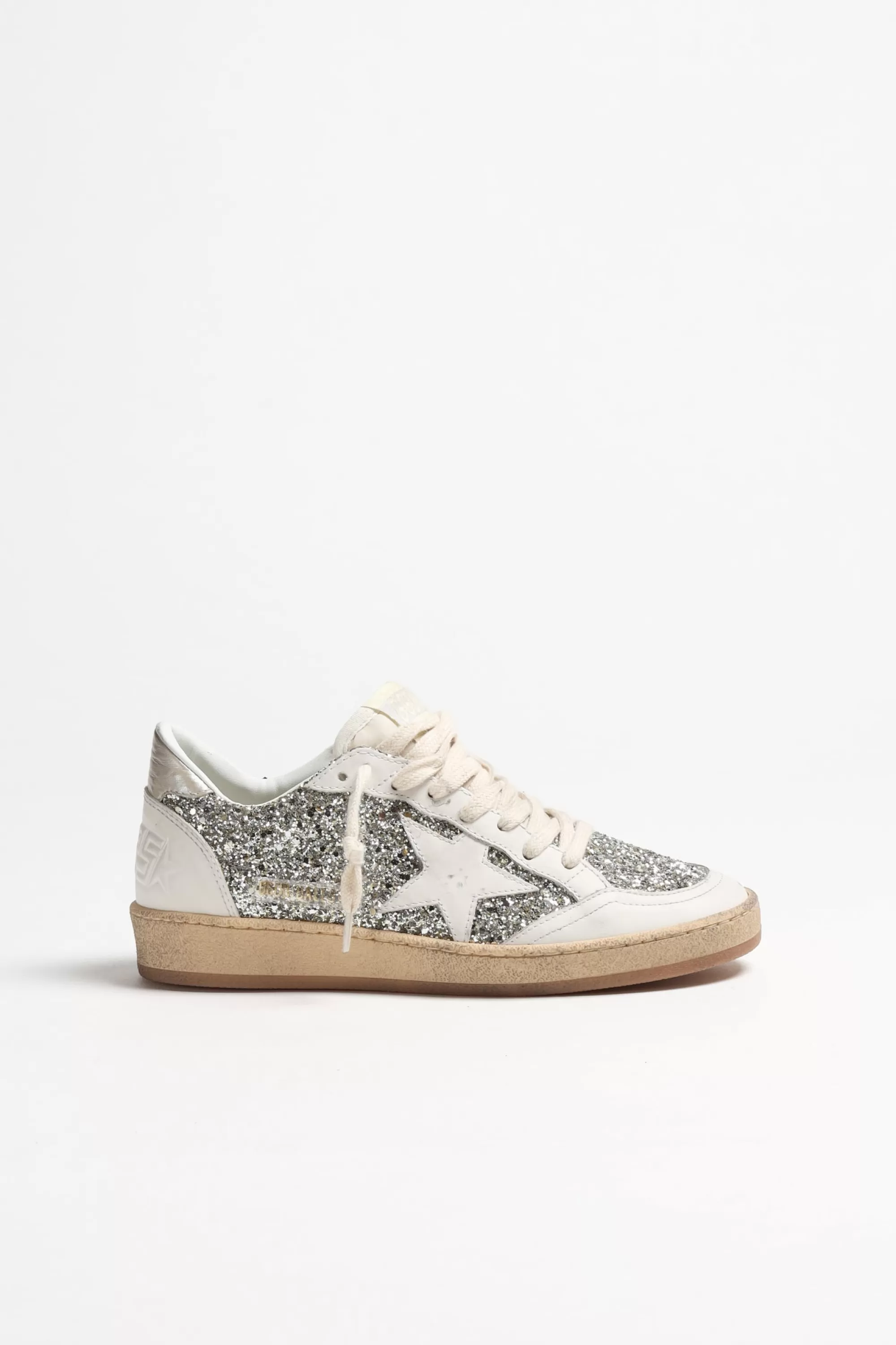 Frauen Golden Goose Sneaker Ballstar Glitter In Milky/Weis