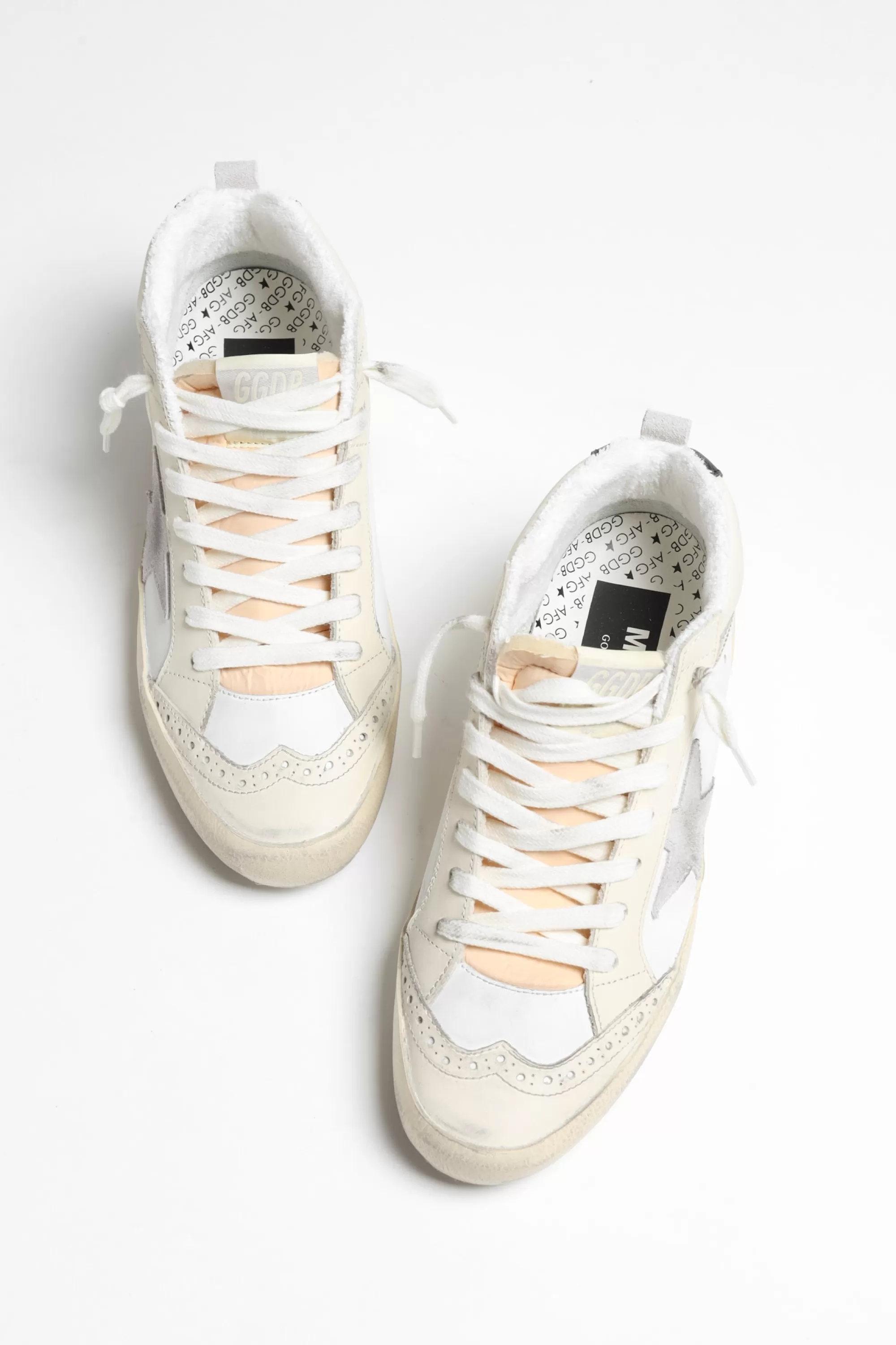 Frauen Golden Goose Sneaker Mid Star In Ivory/Lilac/Gold