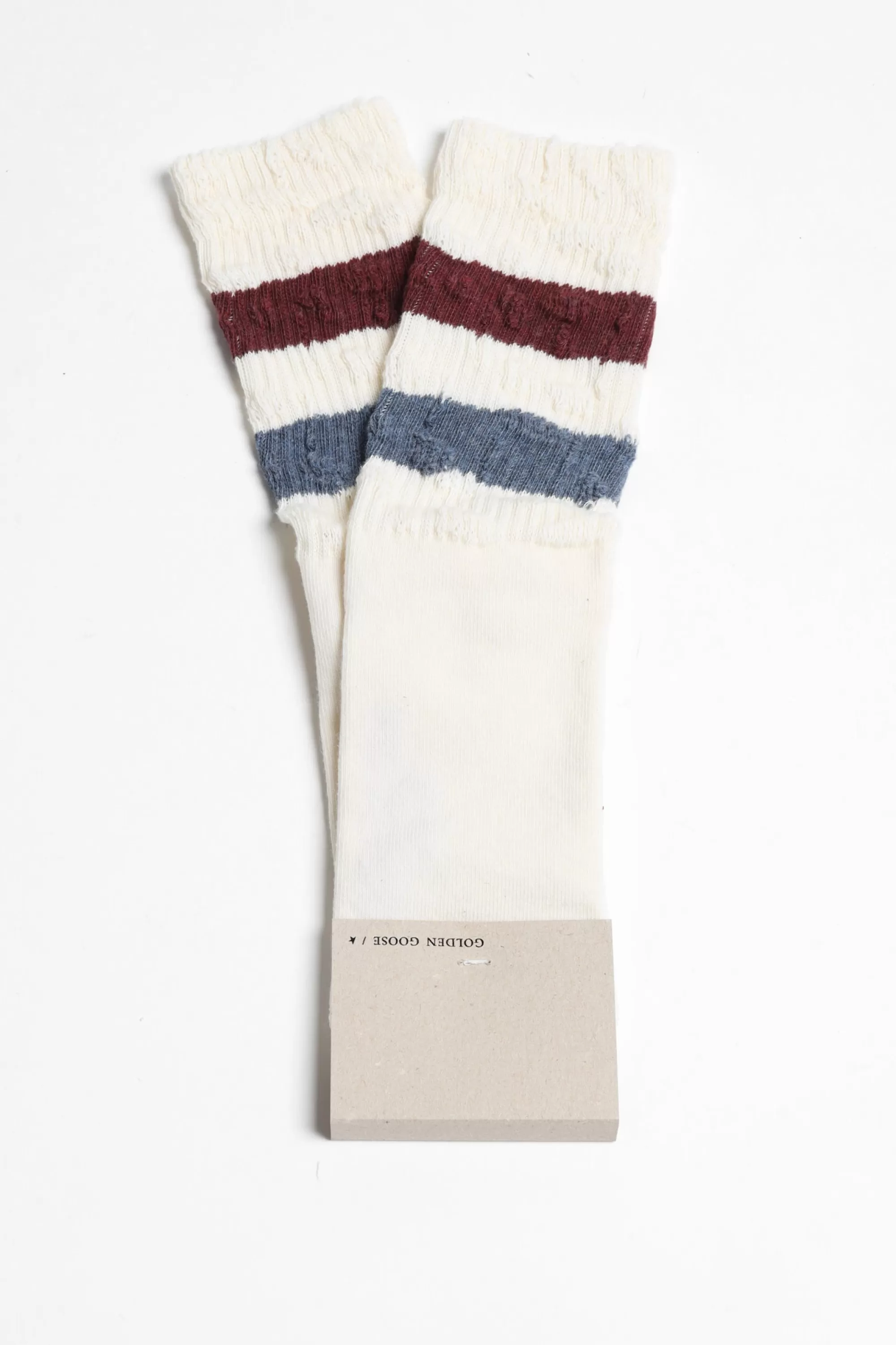 Frauen Golden Goose Socken High Rip In Weis/Navy/Wine