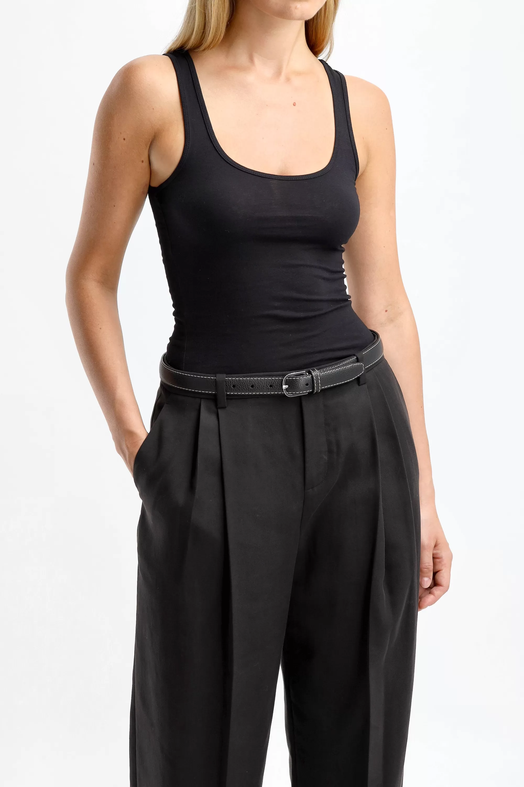 Frauen James Perse Tank Top Long In Schwarz