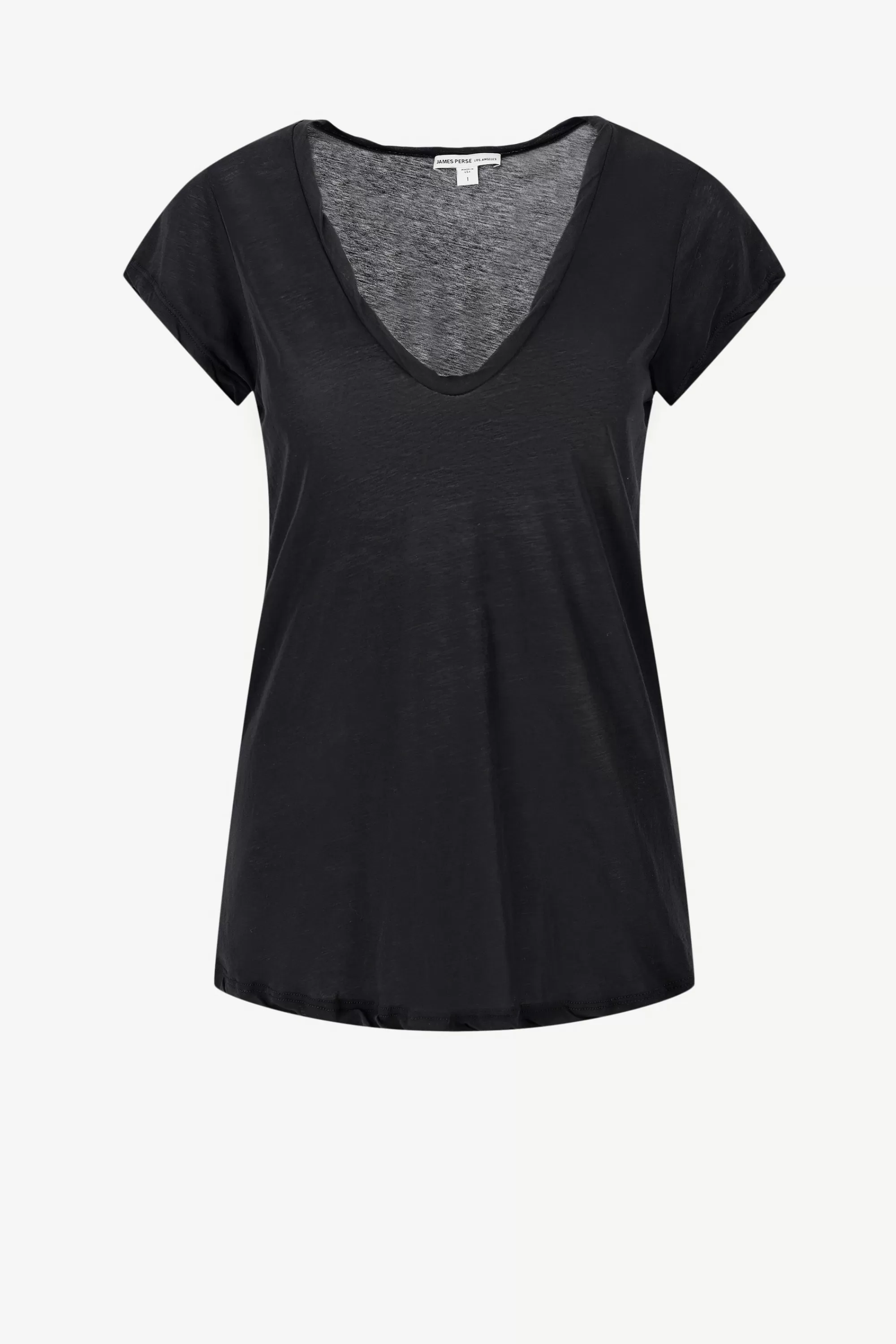 Frauen James Perse T-Shirt Deep V In Schwarz