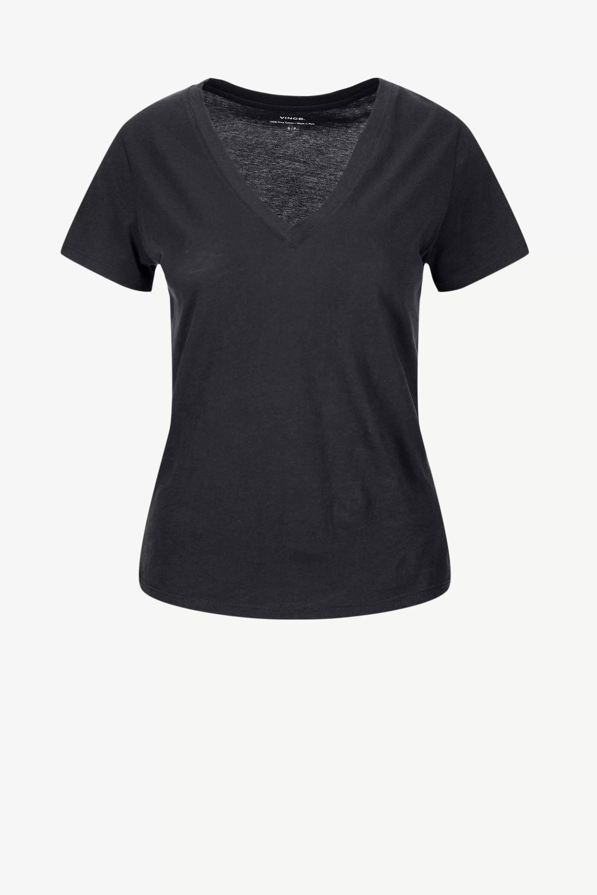 Frauen Vince T-Shirt Essential V In Schwarz