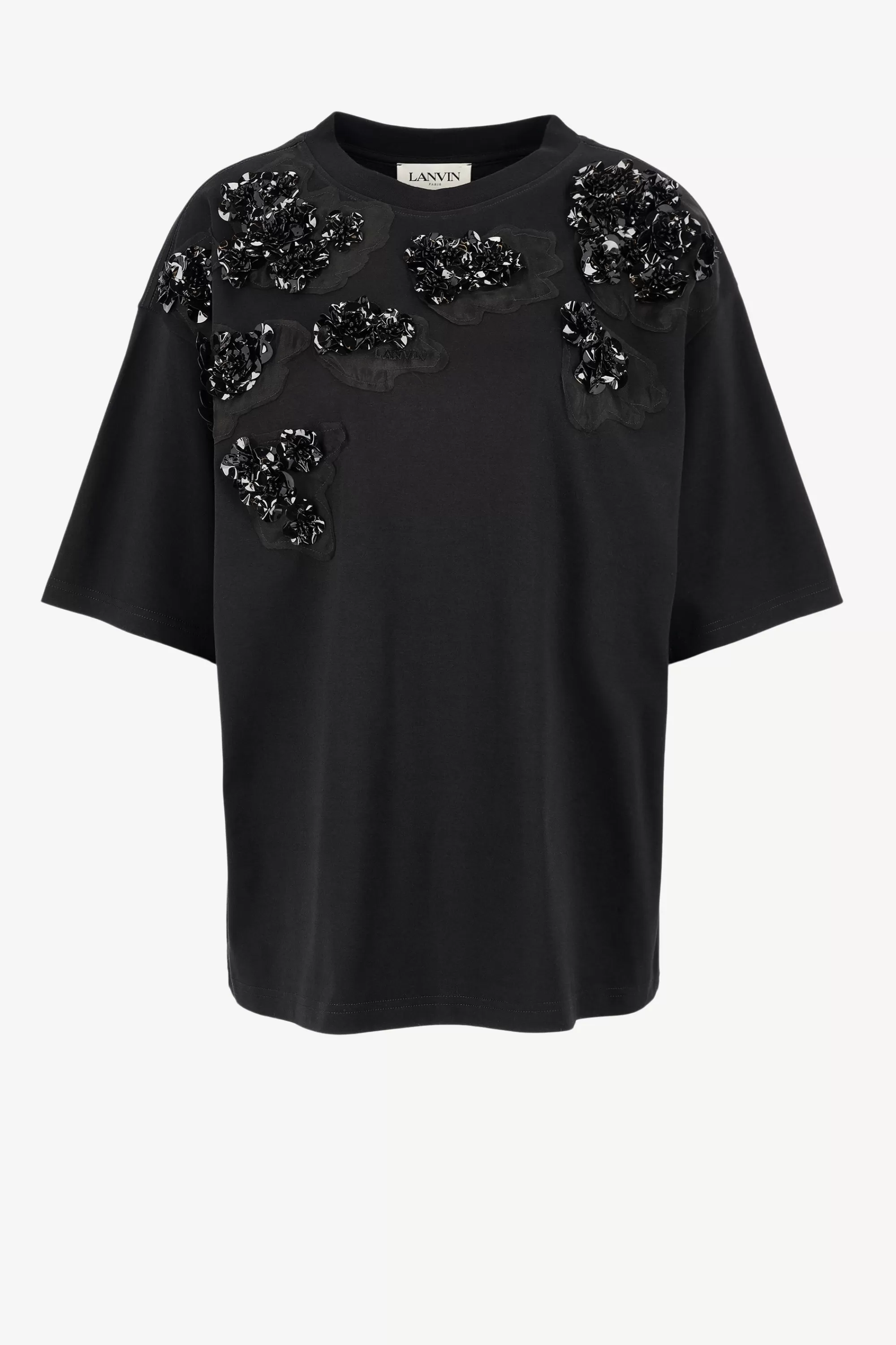 Frauen Lanvin T-Shirt Oversized Flower In Schwarz