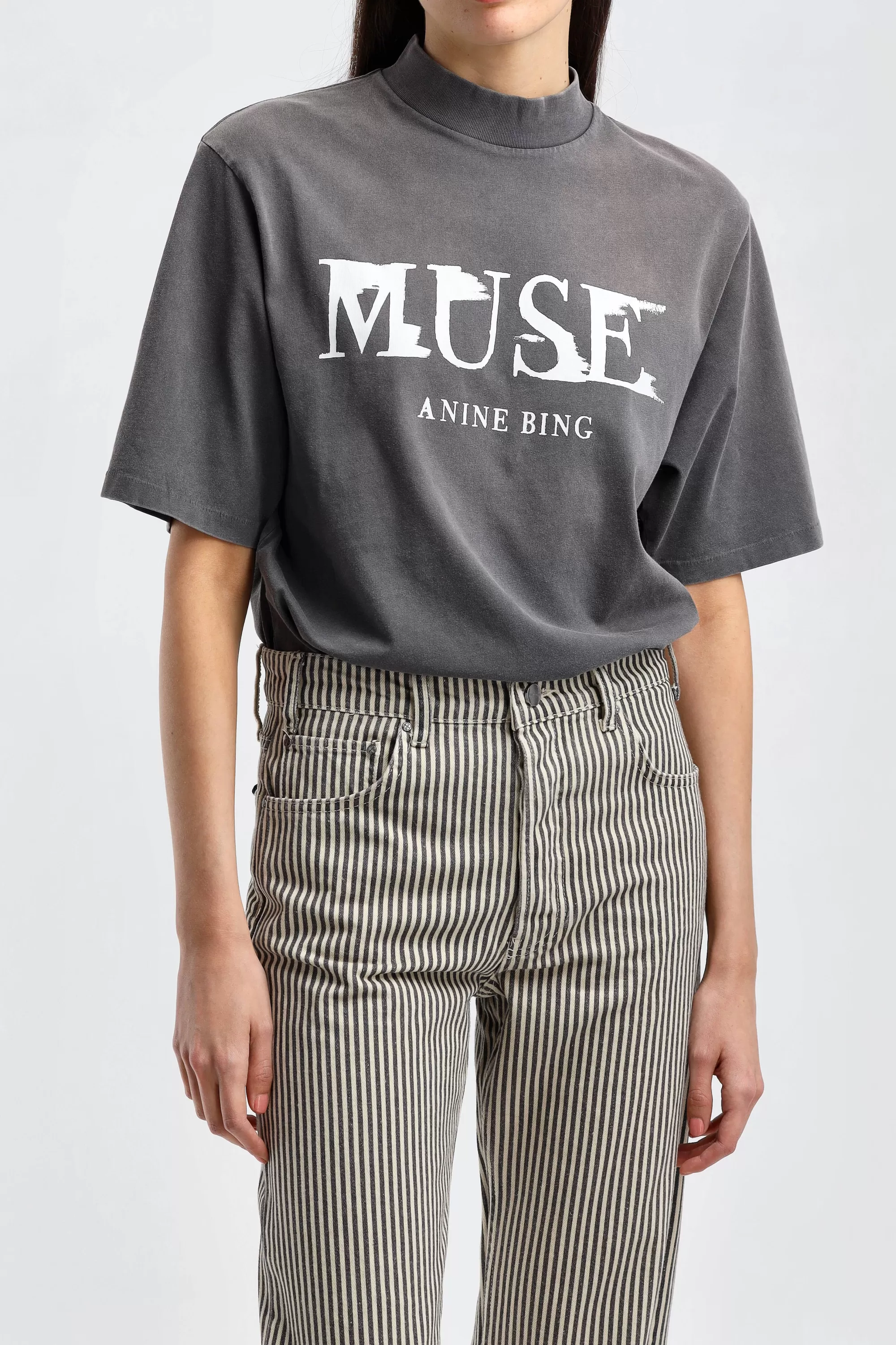 Frauen Anine Bing T-Shirt Wes Muse In Washed Black