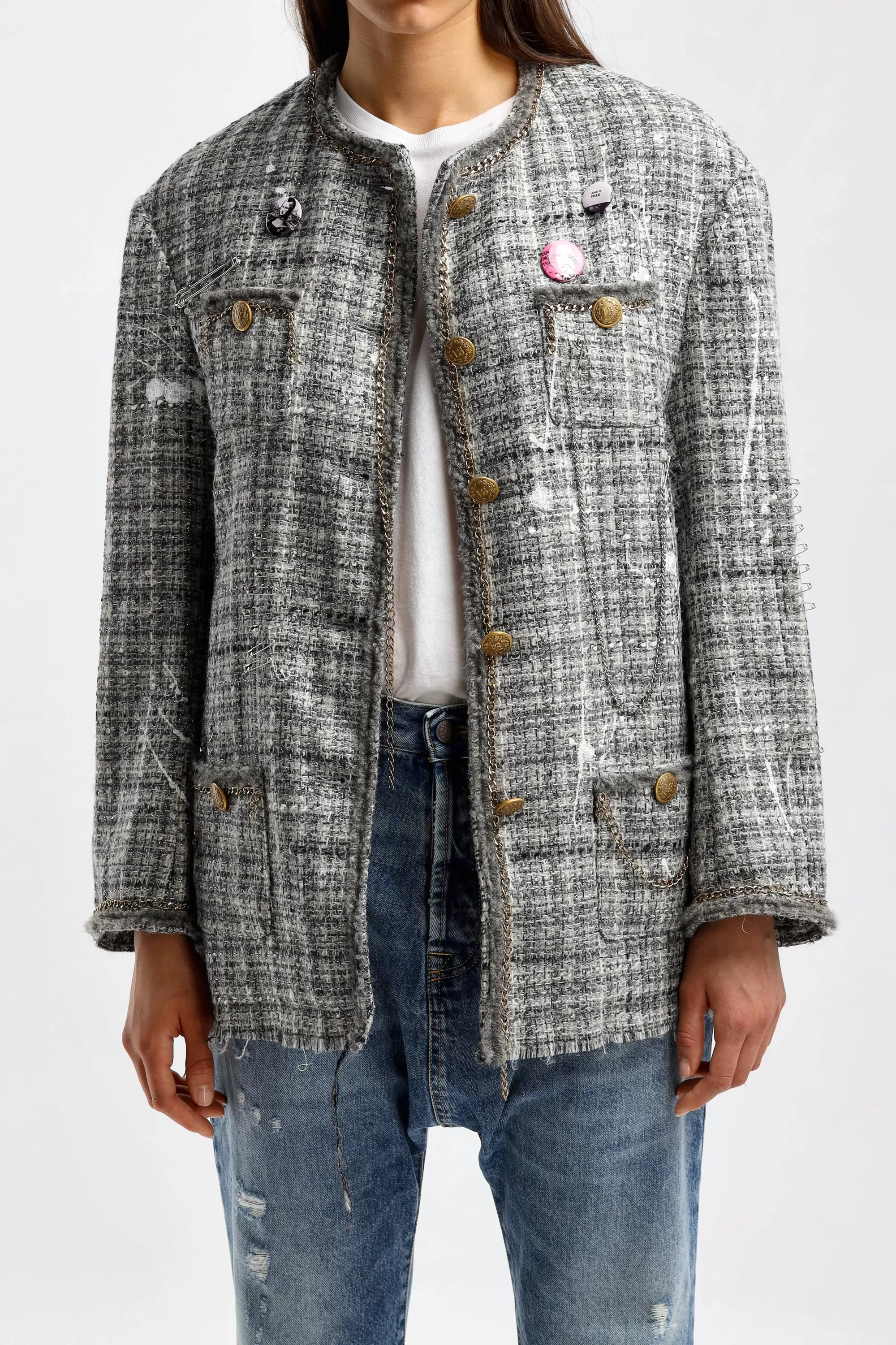 Frauen R13 Tweed Blazer In Grau